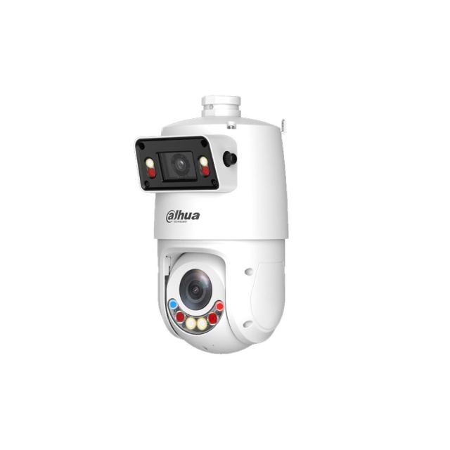 Camera supraveghere rotativa panoramica IP Speed Dome PTZ cu lentila si iluminare duala Dahua X-Spans Active Deterrence SDT4E425-4F-GB-A-PV1-S2, 2 x 4MP, 2.8 mm + 5-125 mm, IR/lumina calda 100/50 m, auto-tracking, microfon, difuzor, slot card, x25