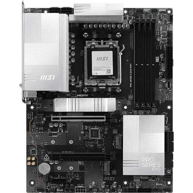 MSI Placa de baza MSI PRO X870E-S EVO WIFI, AMD X870E, AM5, ATX, DDR5