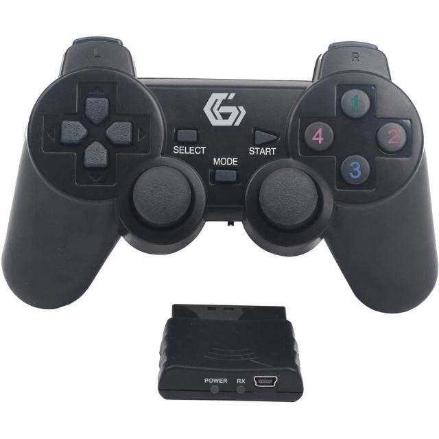 GEMBIRD Gamepad cu vibratie duala fara fir PS2/PS3/PC, Gembird JPD-WDV-01, Negru