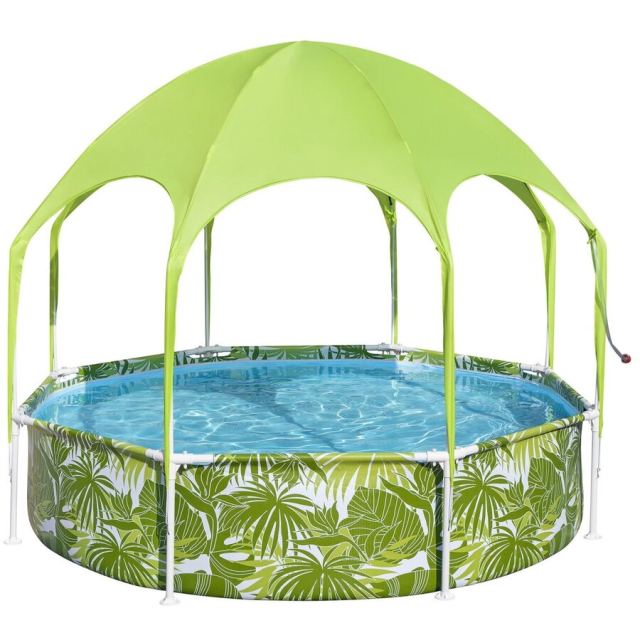 Bestway Piscina rotunda Bestway Steel Pro Frame, cu parasolar Splash-in-Shade, 244x51cm, 1688l