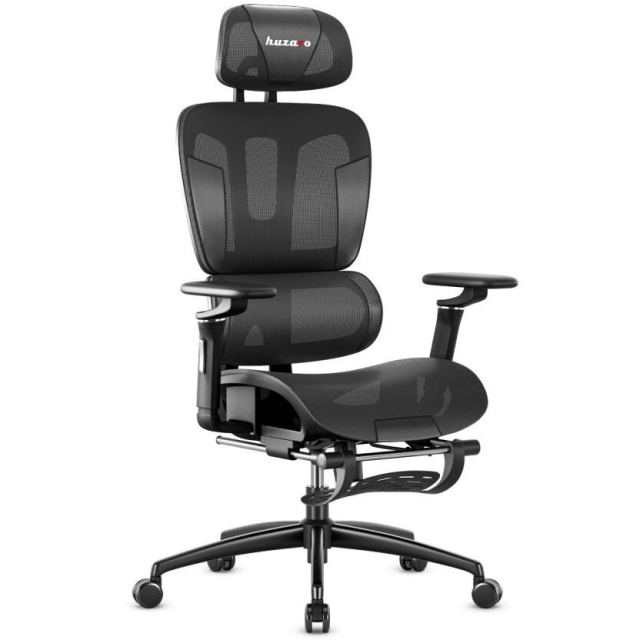 Huzaro Scaun de gaming Huzaro Combat 7.9, Max 140 kg, Cotiere cu reglare 5D, Suport picioare, Spatar si tetiera reglabila, Mesh HD, Negru