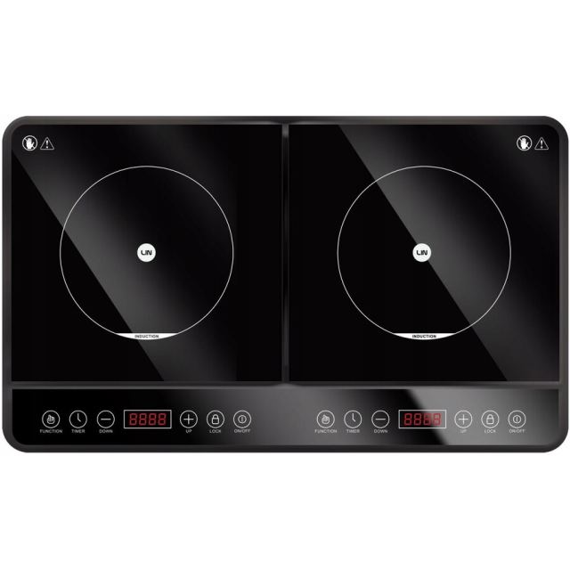 LIN Plita cu inductie LI-35P2N cu temporizator dublu de 3500 W, Negru