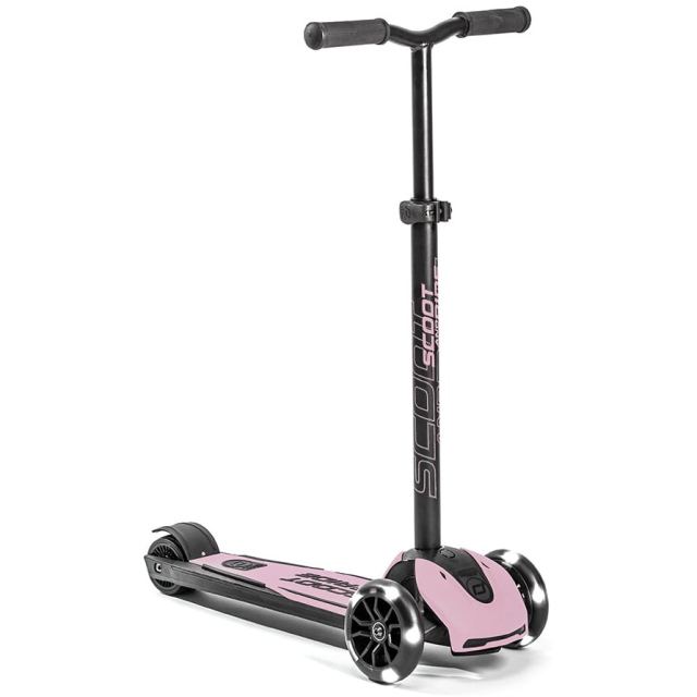 Scoot&nbsp;&&nbsp;Ride Trotineta copii pliabila, Scoot & Ride Highwaykick 5 LED Rose, reglabila, roti luminoase, 5 ani +, pana la 80 kg