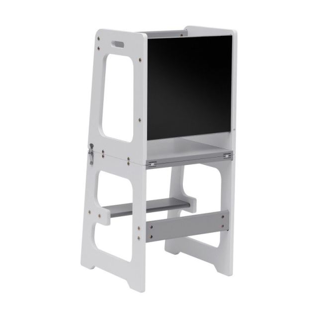 Turn de invatare multifunctional 3-in-1 Tulano Mooby 35 White cu structura rezistenta din MDF laminat,margini rotunjite,tabla de desen integrata,bariera de siguranta,greutate admisa 60 kg