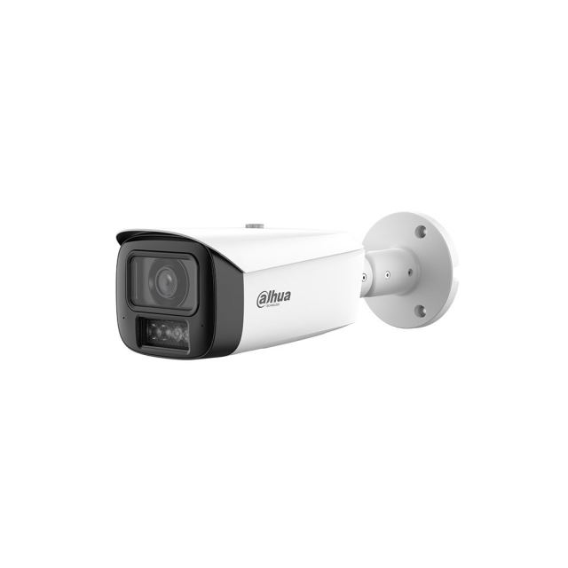 Camera supraveghere exterior IP cu iluminare duala Dahua WizMind IPC-HFW5659T1-ASE-PV-0280B-PRO, 6 MP, 2.8 mm, IR 80 m, lumina calda 60 m, alarma audio si vizuala, microfon si difuzor, slot card, PoE+