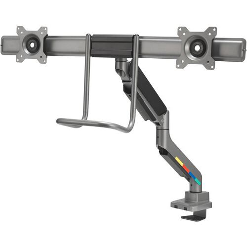 Kensington Suport TV / Monitor Kensington Arm SmartFit K58272WW, de birou, reglabil, pentru 2 monitoare, compatibil 19-32 inch, greutate suportata 2x9 kg, Gri