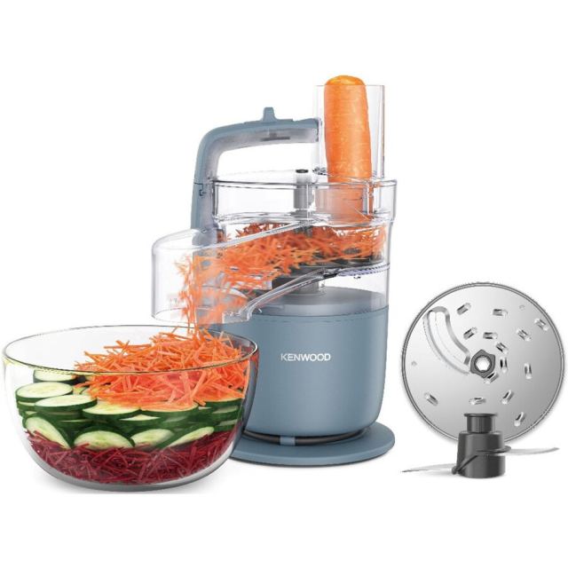 Kenwood Robot de bucatarie compact Kenwoood MultiPro Go FDP23.140GY, 650W, vas 1.3L, 2 trepte viteza, functie 360 Express Serve pentru feliere/razuire nelimitata, albastru