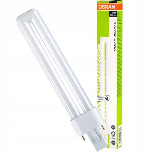 Bec economic Dulux S, Osram, G23, 11 W, 4000K, 2 pini, 900 lm, 237 mm, Lumina neutra