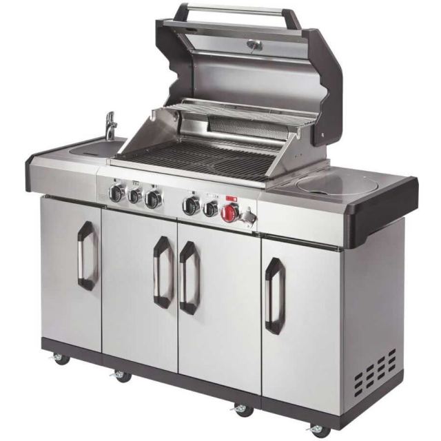 Enders Bucatarie pe gaz, 4 arzatoare inox, arzator infrarosu, grile fonta, Enders Kansas II Pro 4 SIK Profi Turbo 871433