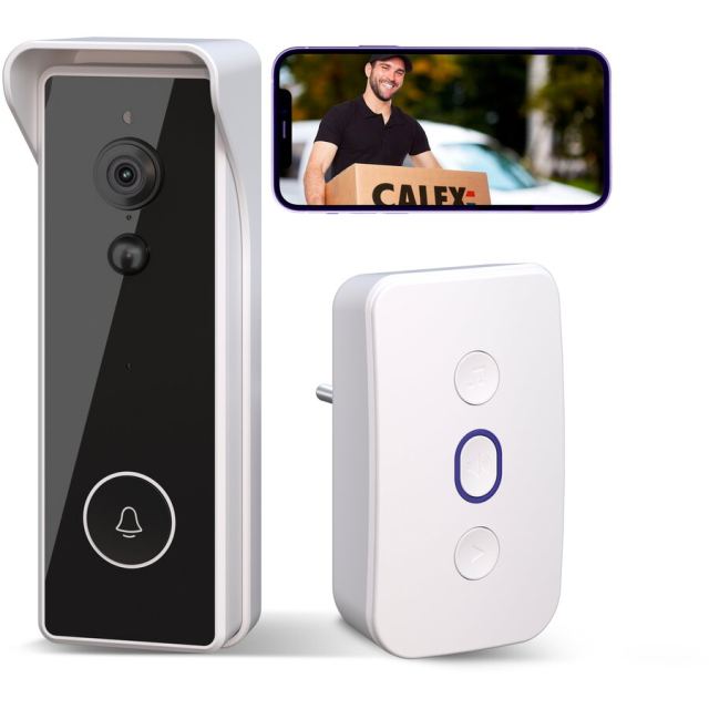 Calex Set Sonerie video Calex Smart 2K cu difuzor wireless, WiFi, Negru