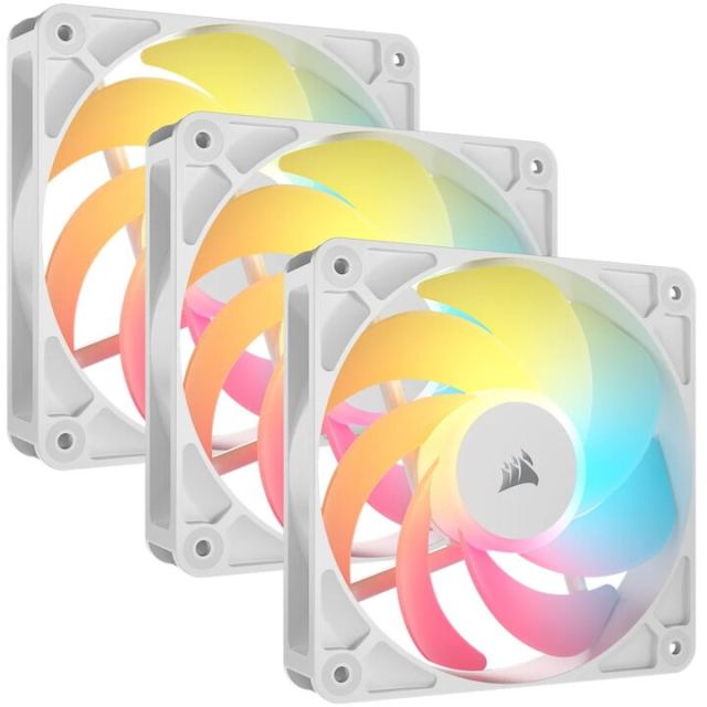 CORSAIR Set 3 Ventilatoare Carcasa CORSAIR RS120-R, ARGB, 3x120 mm, viteza 420-2100 RPM, Alb