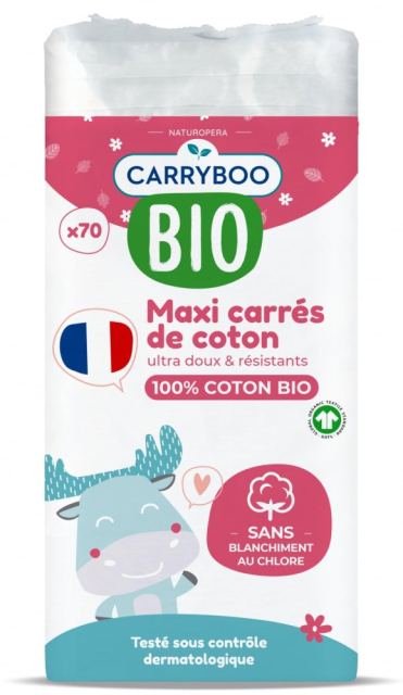 Dischete dreptunghiulare din bumbac Bio Carryboo 70 bucati