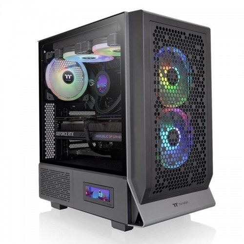 Thermaltake Carcasa PC Thermaltake Ceres 300, Middle Tower, Sticla temperata, ARGB, Fara sursa, 7 ventilatoare compatibile, 3 incluse, Negru
