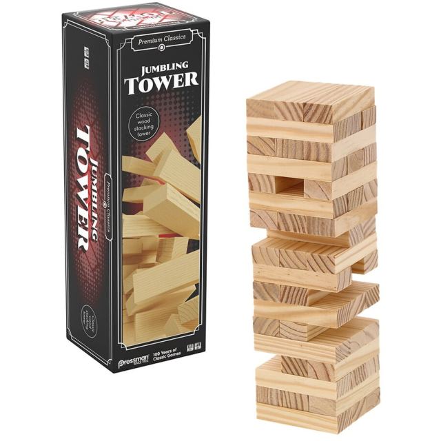 Pressman Joc de indemanare Premium Classics - Jumbling Tower - Turnul instabil, din lemn natural, Varsta 6+ ani