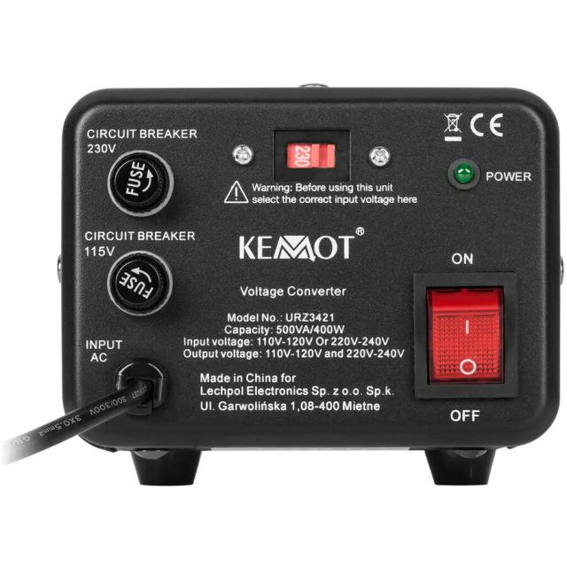 Kemot Convertor de tensiune KEMOT URZ3421, 400 W, 500 VA, unda sinusoidala, Negru