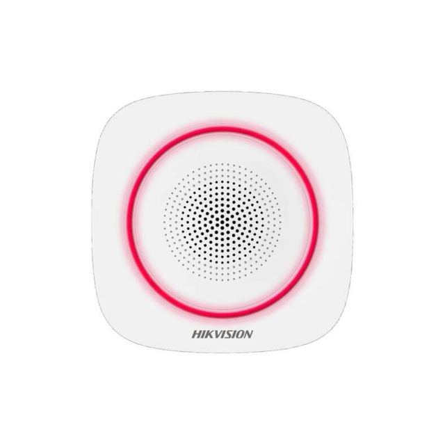 Sirena stroboscopica wireless de interior Hikvision AX PRO DS-PS1-I-WE(B)-R, 868 MHz, 90-110 dB, RF 1600 m, LED rosu