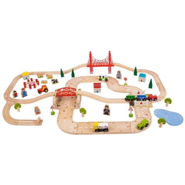 BigJigs&nbsp;Toys Circuit auto si feroviar (80 piese)