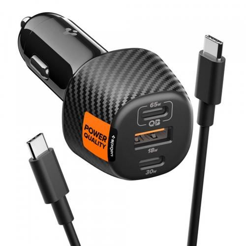 Incarcator Auto Cu Cablu USB-C Spigen EV1133, 113W, 3.25A, 1 x USB-A - 2 x USB-C (Negru)