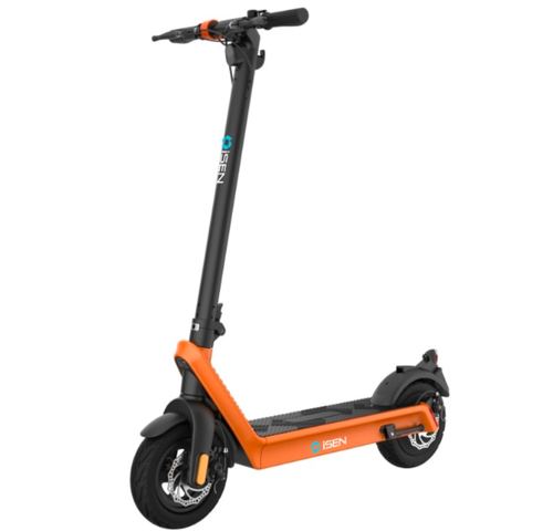 Trotineta electrica pliabila iSEN X9 Plus 2023, roti 10inch, 500W, autonomie maxima 65km, viteza  36km/h, baterie detasabila 15.6Ah (Negru/Portocaliu)