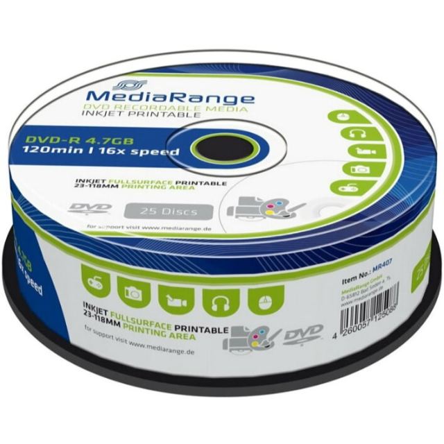 MediaRange MediaRange DVD-R 16x Print, Pachet 25 bucati