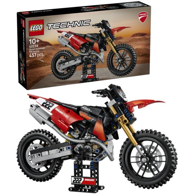 LEGO® Set de constructie LEGO® Technic Motocicleta Ducati Desmo450 MX, versiunea de uzina 42238, Jucarii pentru Copii, Jucarii pentru Baieti si Fete, Idee de Cadou pentru Copii, 457 piese
