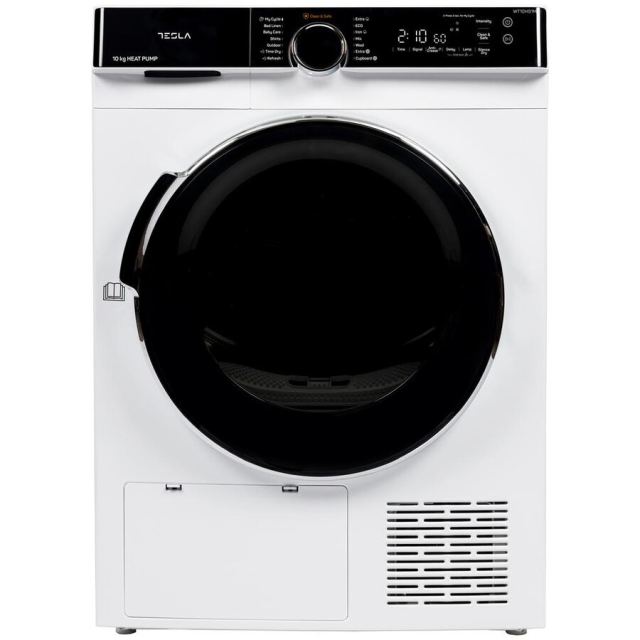 TESLA Uscator de rufe Tesla WT10H91M, 10kg, Pompa de caldura, Clasa C, Inverter, Antisifonare, Delay start, Alb