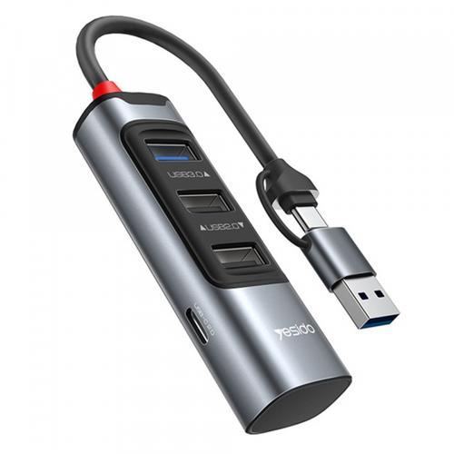 Hub USB / USB-C Yesido HB19, 4in1 (Gri)