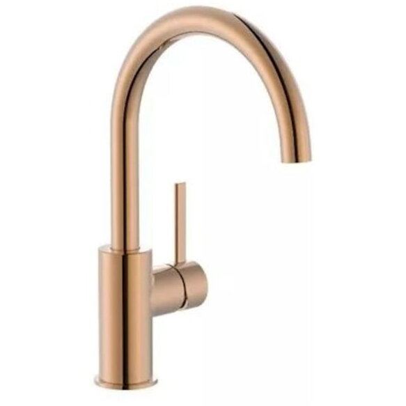 Roca Baterie lavoar Roca, Gama Ona, monocomanda, marimea L, levier metalic, cartus ceramic, set evacuare push to open, pipa pivotanta, auriu rose