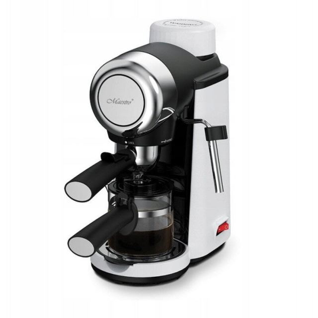 Feel-Maestro Espressor, Cafea macinata, Feel-Maestro MR-410, 6 cesti, 800W, 3.5 Bari, Alb-Negru