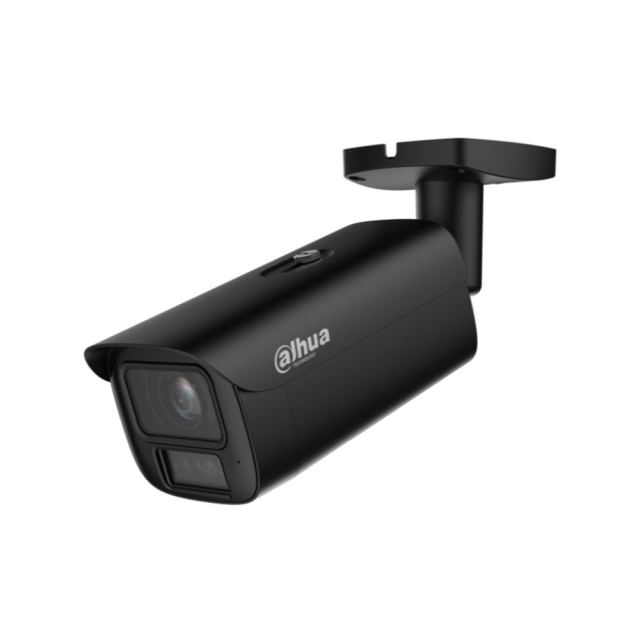Camera supraveghere exterior IP motorizata cu iluminare duala Dahua WizMind IPC-HFW5459E1-ZE-IL-2712-BLACK, 4 MP, 2.7-12 mm, IR 60 m, lumina calda 60 m, microfon, slot card, PoE+. neagra