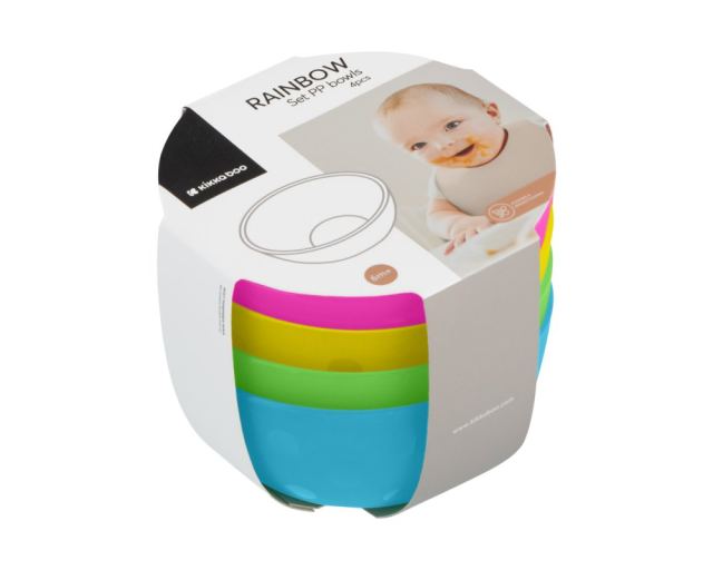 Set 4 boluri pentru copii KikkaBoo Rainbow, fara BPA, capacitate 300 ml