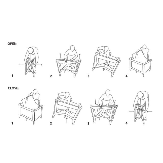 Tarc pliabil pentru copii PetiteMars Nook Gri 90x90 cm, pliere compacta, include geanta de transport, intrare laterala, structura stabila, greutate admisa 15 kg, 0 luni+