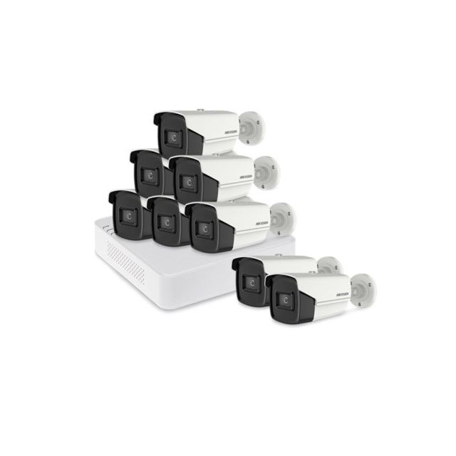 Sistem supraveghere exterior basic HikVision, 8 camere, 8 MP, IR 60 m, 2.8 mm