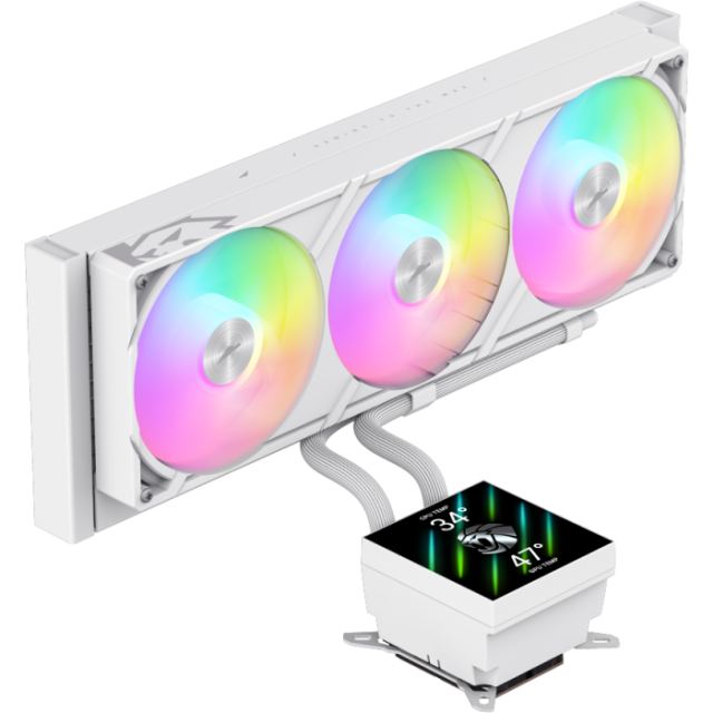 Gamemax Cooler cu lichid pentru procesor Gamemax Glacier360 LCD WH, Alb