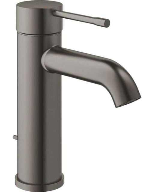 Baterie lavoar Grohe Essence 23589AL1, 3/8'', monocomanda, marimea S, cartus ceramic, ventil cu tija, mat, Gri grafit