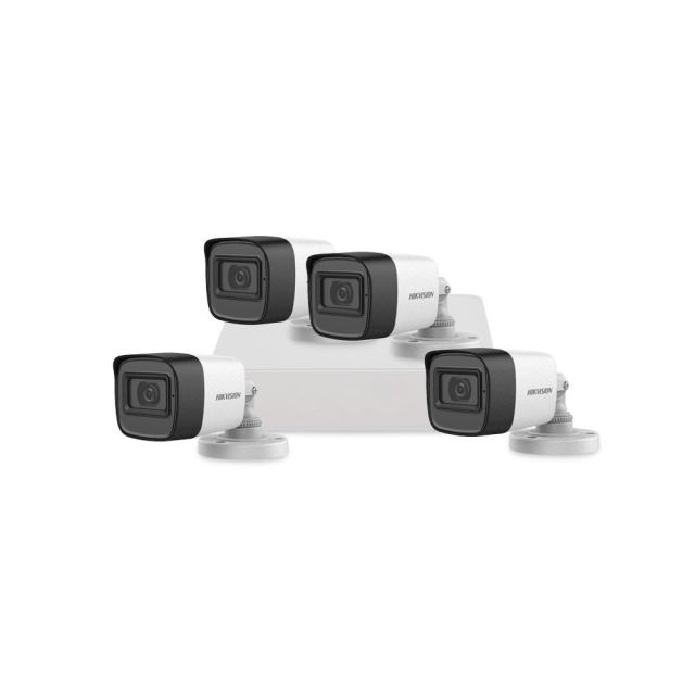 Sistem supraveghere exterior basic HikVision, 4 camere, 2 MP, IR 30 m, 2.8 mm, microfon