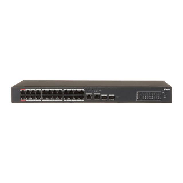 Switch rackabil cu 26 porturi Dahua CS4226-24ET-240, 24 porturi PoE 10/100 Mbps, 2 porturi SFP 1000 Mbps, PoE Watchdog, buget PoE 240W, Cloud Management