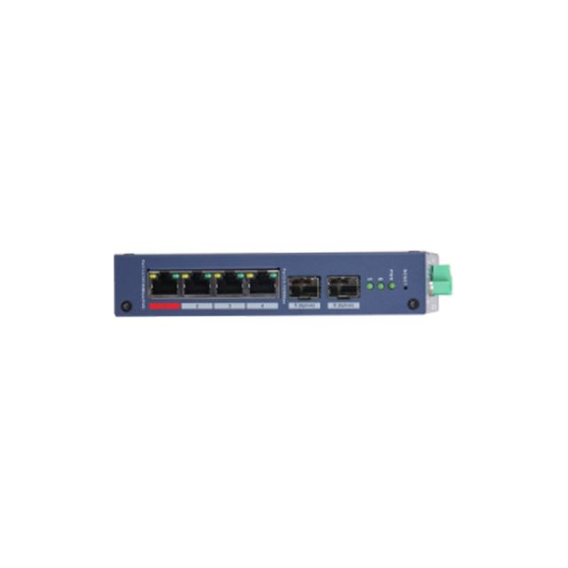 Switch industrial PoE cu 4 porturi Dahua CHS4206-4ET-90, 2 porturi SFP, buget 90W, 4.8 Gbps, 3.57 Mpps, L2, 8K MAC, cu management