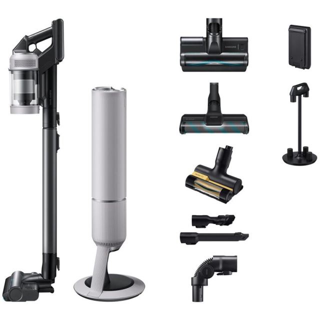 Samsung Aspirator vertical Samsung Bespoke AI Jet Lite Complete VS80F28DFP/GE, 770 W, Filtru HEPA, Recipient 0.5 l, Autonomie 60 minute, Wi-Fi Negru-Gri