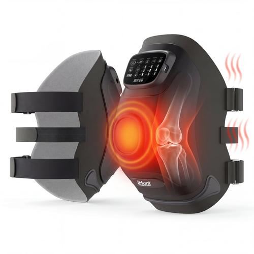 Aparat de masaj pentru genunchi si articulatii iHunt SPA KneeRestore, Compresie cu aer, Vibratii, Terapie prin caldura, Ecran Touch, Reincarcabil