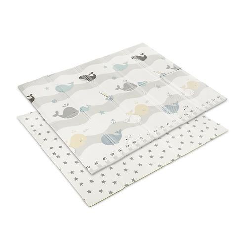 Covoras de joaca termic pentru copii Lorelli Waves & Stars, din spuma XPE, design cu doua fete, pliabil, 180 x 200 cm