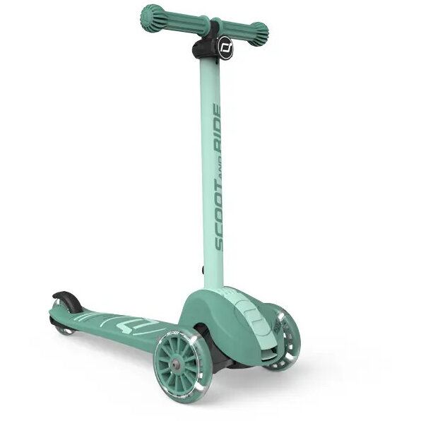 Scoot&nbsp;&&nbsp;Ride Trotineta copii pliabila, Scoot & Ride Highwaykick 3S LED Forest, reglabila, roti luminoase, 3+ ani, pana la 50 kg