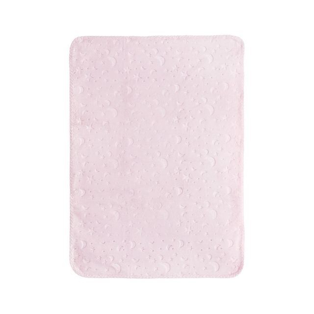 Paturica pentru bebelusi Lorelli Twinkle Pink, material moale, model decorativ in relief, 80x110 cm, 0 luni+