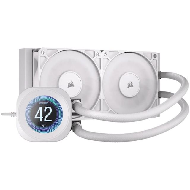 CORSAIR Cooler procesor Corsair NAUTILUS LCD, 240 mm, racire cu lichid, viteza 420 – 2100 RPM, alb