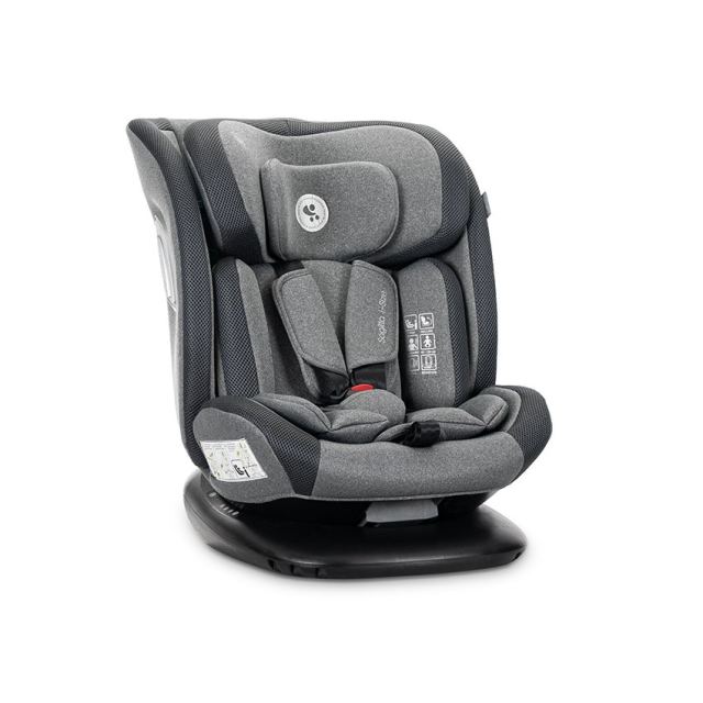 Scaun auto pentru copii Lorelli Sagitta Grey cu isofix, i-Size, rotativ 360, protectie laterala SPS, spatar reglabil, 0-12 ani, 40-150 cm, SPS