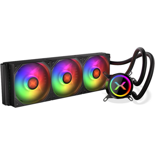 KRUX Set cooler de racire Krux HydroX 360 ARGB, 3 ventilatoare 120mm, negru, dimensiuni 120x395x52mm