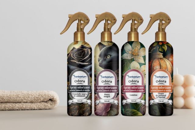 Spray odorizant pentru camera si textile Trandafir negru si Labdanum 350 ml Herbarium Odora