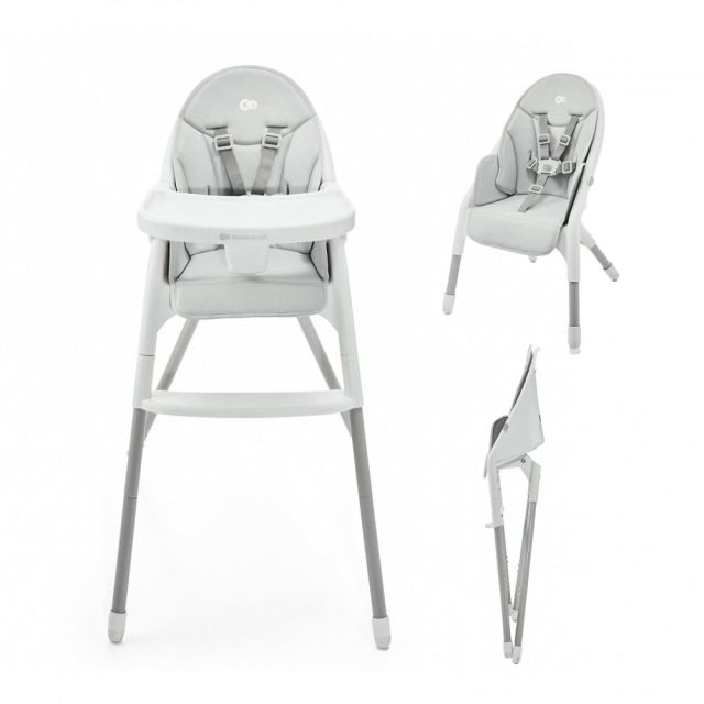 Scaun de masa Kinderkraft Dinnly Grey, transformabil intr-un scaun inalt, husa scaun PU, pana la 15 kg