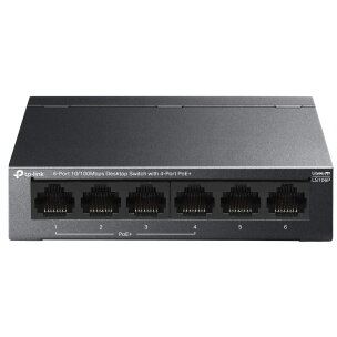 TP-LINK Switch TP-LINK LS106P, 6 porturi RJ45, 4 porturi PoE+, 65 W, Viteza Transfer LAN 100 Mbps