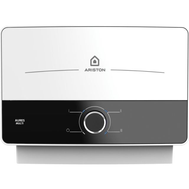 Ariston Incalzitor instant electric pentru apa Ariston AURES MULTI, Instalare multi-point, Protectie electrica IP25, Termostat cu siguranta dubla, 3 trepte putere, Senzor de debit, Supapa de siguranta externa